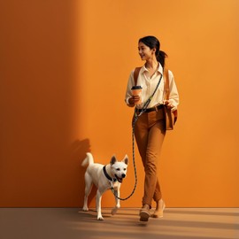 Dinowo Hands-Free Dog Leash, Crossbody, Waist Belt, Reflective, Ideal for Running, Jogging, Hiking, and Walking Your Pet, Fits Small to Large Dogs, Durable Nylon (Fixed Size)