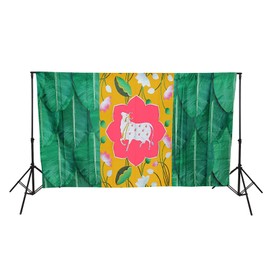 Desi Up 8x5ft. Banana Leaf Cow pichwai Fabric Backdrop for Traditional Indian Pooja, Wedding, Housewarming, Diwali, Ganapati, Baby Shower, Bridal Shower, haldi Ceremonies Wall Banner