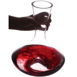 Vintorio Citadel Wine Decanter - Artisanally Hand Blown Lead-Free Crystal - Super Durable Sommelier's Wine Carafe with Aerating Punt Design and Silicone Stopper Lid