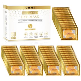 CHMI Parches Debajo De Los Ojos (50 Pares) - Parches Dorados De 24K Para Ojos Inflados, Ojeras, Bolsas Y Arrugas Para Los Ojos, Productos De Colágeno Para El Cuidado De La Piel, Be