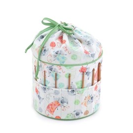 Hobby Gift 'Knitting Sheep' Drawstring Crochet Bag - Filled with Bamboo Crochet Hooks! 20 x 20 x 25cm (d/w/h)