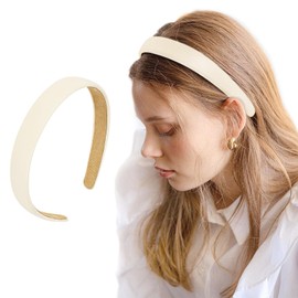 LOPHE 1PCS Women's Headband,PU Leather Headband,Retro Style Fashion Comfortable Headband,French Hair Accessories,Girls Diy Non-Slip Headband,Suitable for Women Girls(White)
