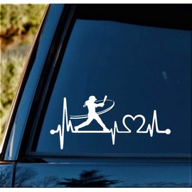 K1072 Softball Girl Batter Batting Heartbeat Lifeline Decal Sticker