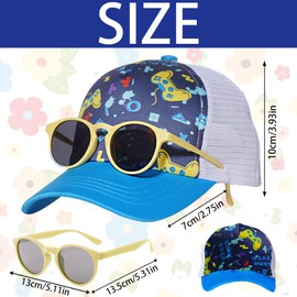 LUKIUP 2 Pieces Baseball Cap Sunglasses Set for Boys Girls Adjustable Cap Kids Baseball Cap for Children Boys Girls Gifts Cartoon Pattern, Game