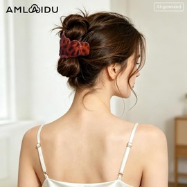 Pinzas Grandes Planas para Mujer, Pinzas Mariposa Claw de Sujeción Fuerte para Pelo Grueso y Fino, Barrettes Francéses 4 Pzs: Diseño Caparazón de Tort