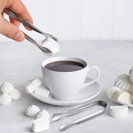 JCREN 12 Pack Serving Tongs, Small Serving Utensils for Catering, Food-Grade 304 Stainless Steel Serving Tongs Appetizer Tongs Sugar Tongs for Tea Party Coffee Bar, 4" Mini Kitchen Tongs - Silver