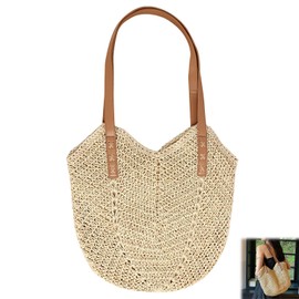Straw Handbag Women's Bohemian Beach Bag, Summer Beach Bag, Straw Large, Straw Bag, Women's Straw Shoulder Bag, Straw Bags, Bohemian Handwoven, Braided Raffia Bag for Travel, Beach, brown
