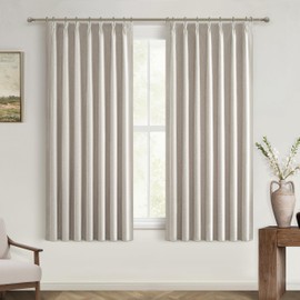 QJmydeco Black Out Curtains 72 Inch Long, Blackout Window Curtain & Drapes 72 Inch Length 2 Panels Set Burg Pinch Pleated Viral Natural Linen Short Farmhouse for Bedroom/Dining/Living Room 6FT