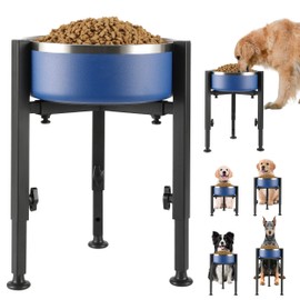 PROERR Single Dog Bowl Stand,Tall Dog Food Stand Adjustable Wide 7-11" Heights 14.5",Metal Elevated PET Bowl Holder Raised Water Feeder for Medium,Large Dog(Bowl Not Included)
