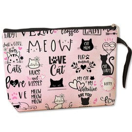 Cat Gifts for Women Cat Mom Gifts Kitty Makeup Bag Cat Lover Gifts for Women Pet Cat Owner Bestie Friend Auntie Cute Cat Stuff Toiletry Bag Cat Themed Gifts Graduation Birthday Gifts Cosmetic Bag