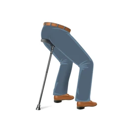 Black Flipstick Straight Adjustable Seat Cane