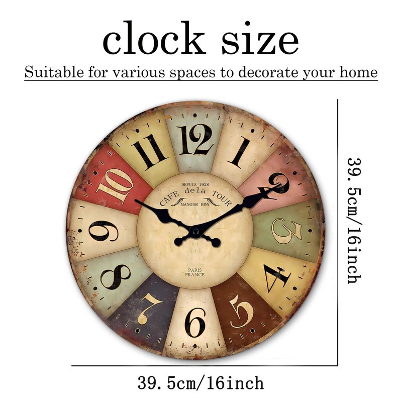 Constantplanet Farmhouse Wall Clocks for Living Room Decor Colorful Wall