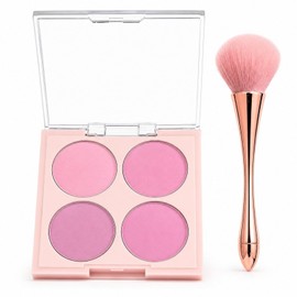 4 Color Blush Palette with Brusher Set for Cheeks(#02)