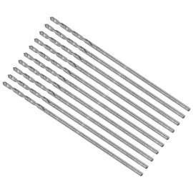 CoCud Micro Drill Bit, 0.03 inch (0.75 mm), Drill Diameter 1.2 inches (30 mm), Total Length 25.6 inches (6542 mm) High Speed Steel, Fully Polished Twist Drill Bit for Copper, Metal and Wood, 10 Pieces