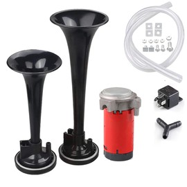WHTOHY Universal 12V 178dB Car Air Dual Tone Horn Kit, Super Loud with Compressor Kit Air Dual Tone Horn for Car Truck Motorcycle Boat