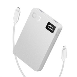 CIO Mobile Bank, Thin, Lightweight, Small, Type C PD, 20W [Thickness 0.5 inch (12 mm), 4.2 oz (108 g)], 5,000 mAh, 2 Ports, USB-C Type C, Rapid Charging, Pass-through, SMARTCOBY SLIM, 20W (White)