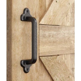 SMARTSTANDARD Heavy Duty 9" Antique Barn Door Handle, Large Rustic Retro Cast Iron Handle for Gates Garages Sheds Furniture, Black Powder Coated Finish, Square