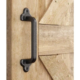 SMARTSTANDARD Heavy Duty 9" Antique Barn Door Handle, Large Rustic Retro Cast Iron Handle for Gates Garages Sheds Furniture, Black Powder Coated Finish, Square