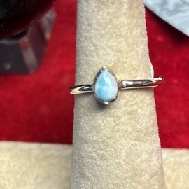 Natural Creations Sterling silver stackable ring size 6 Larimar