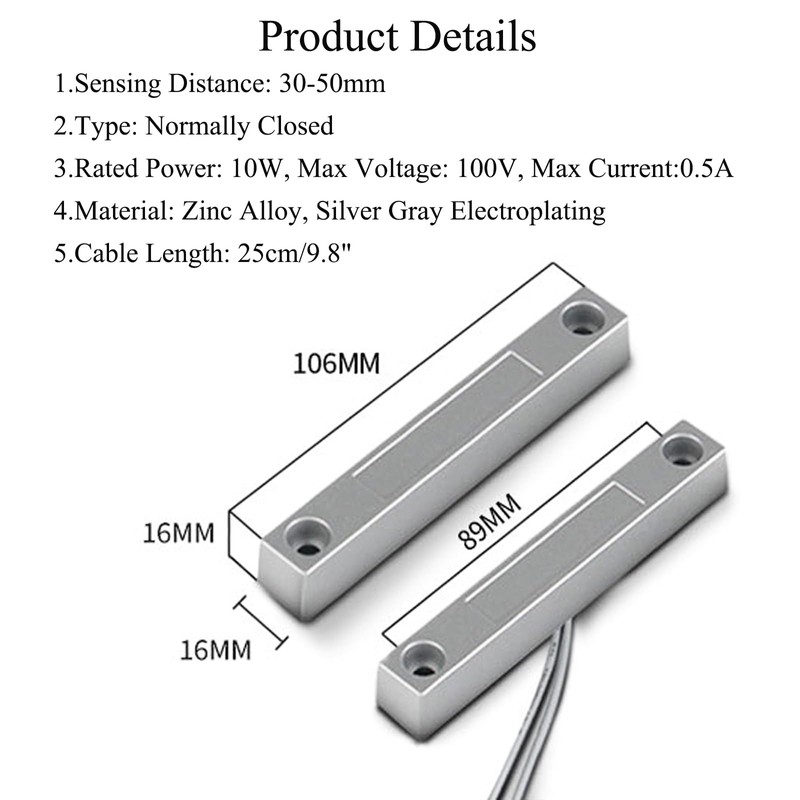 aoauto Home Security Wired Rolling Door Contact Magnetic Reed Switch