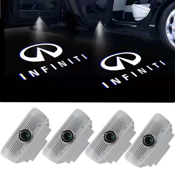 4PCS Car Door Light Logo for Infiniti, Projector Lights for Partial QX50/56/60/70/80, Q50/60/70, G25/37, M25/35/37, FX37/50, EX25/35/37 Ghost Shadow Light Accessories