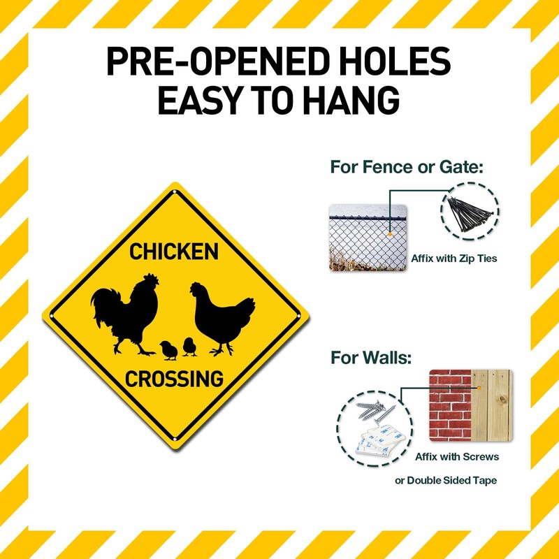 BTHUKO Chicken Silhouette Crossing 12" X 12" Funny Novelty Road