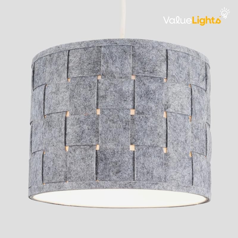 MiniSun | Small Modern Grey Felt Weave Design Drum Light