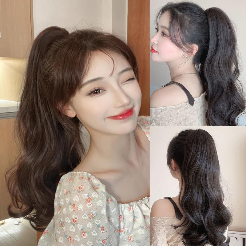 HAPVITAL Ponytail Point Wig Curly Long Ponytail Curly Hair 21.7