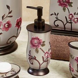 Popular Bath Soap Dispenser/Lotion Pump, Larrisa Collection, Rose Design , Brown