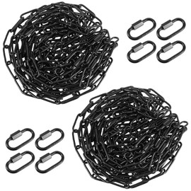 SEUNMUK 2 Pack 20 Feet Black Chain for Hanging Lamp, Pendant Lighting Fixture Chain with 8 Connection Locks for Hanging Chandelier, Ceiling Fan, Load Capacity 50 Lbs