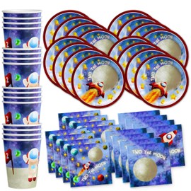 Two the Moon - Juego de suministros para fiesta de cumpleaños para 16 unidades