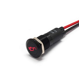 Alpinetech PLB12MS 12mm 1/2" 12V LED Metal Signal Indicator Pilot Dash Light (Oil Pressure Low)