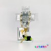 Cruz de Cristal con Mono y Mini Biblia Luctuoso 12