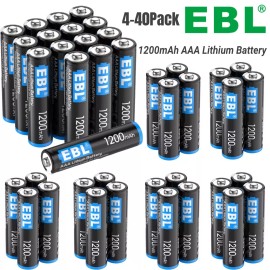 EBL 1.5V AAA Batteries 1200mAh Long Lasting Constant Volt Lithium Battery Lot - 20x AAA Li-Fe Battery