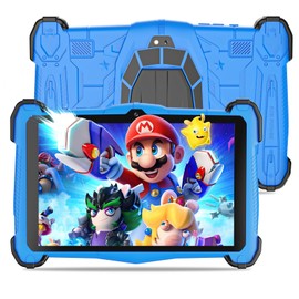 2024 Newest Kids Tablet 7 Inch Andriod 14 Tablets,Tablet for kids 3-12,Octa-Core,10+64GB,Bluetooth5.0,Toddler Tablet Kid-Proof Case,WIFI2.4G,Parental Control,Google Play Store,Gift for Kids (Blue)