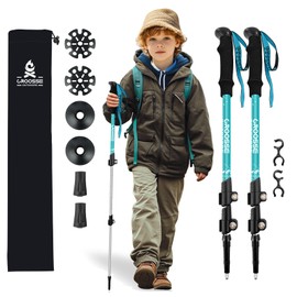 Lightweight Collapsible Kids Hiking Poles - Retractable Kids Hiking Stick, Telescoping Aluminum Trekking Poles 2 Pack, Adjustable Kids Ski Poles by Croosse