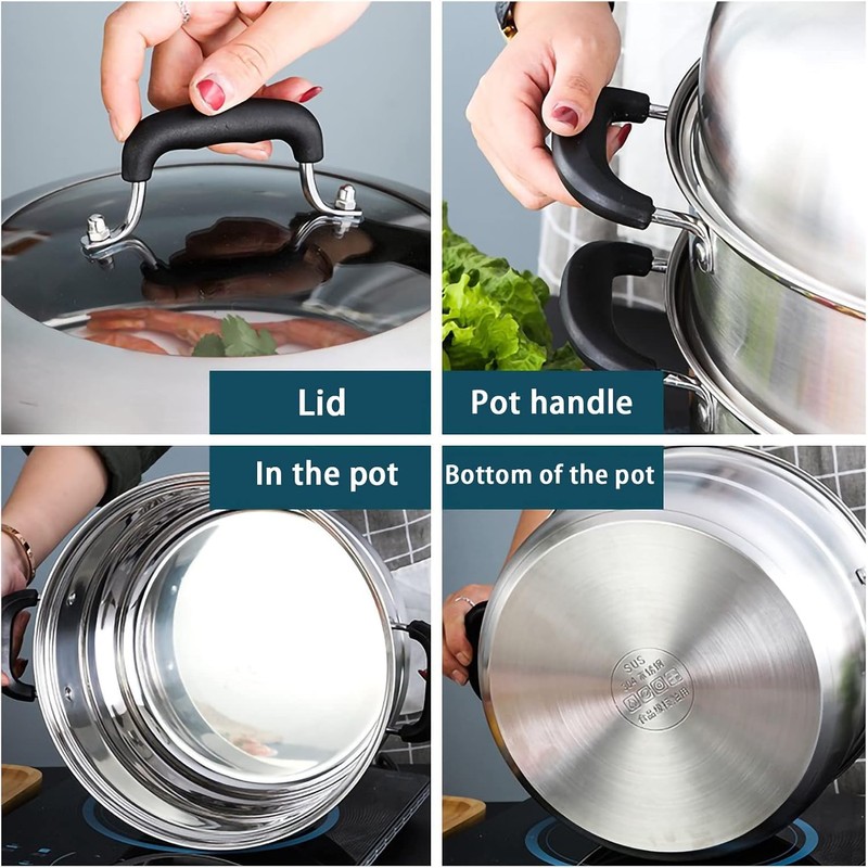 MANO Steamer Pot for Cooking 14.2 inch Steam Pots with