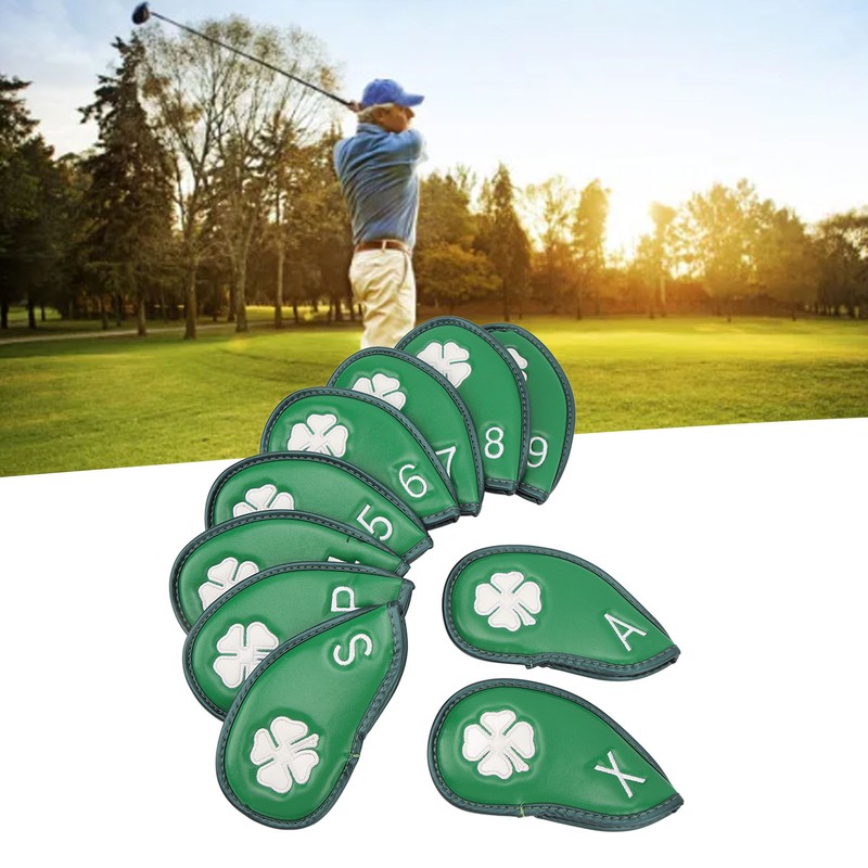 10 PCS Golf Club Head Covers Four Leaf Clover Pattern