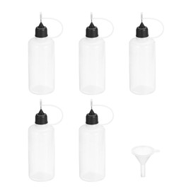 PATIKIL 60ml 2oz Needle Oiler, 5Pcs Glue Applicator Bottle Needle Tip Squeeze Bottle with Stainless Needle Tip and Filter Cup for Gun Oil DIY Craft, White