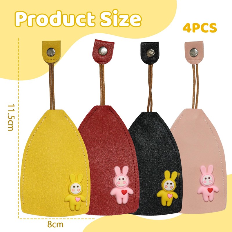 Mezrkuwr Pack of 4 Leather Key Chains, Retractable Key Bag