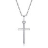 Men Women Stainless Steel Cross Necklace Simple Crucifix Jewelry (Silver,