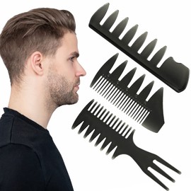 Styling Comb Men's Set NOCHME Professional Wide Teeth Slick Back Hair Comb Rat Tail Hair Brush Detangling Comb and Teasing Comb for Men Hairdressers Salon Hair Styling and Barber, Black