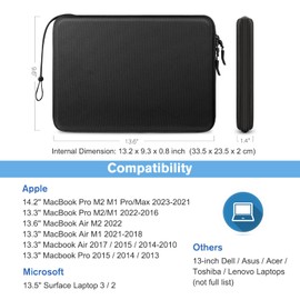 FINPAC Hard Shell Laptop Sleeve Case for 13-inch MacBook Air M3/A3113 M2/A2681 M1/A2337 2024-2018, MacBook Pro 14 A2992 A2918 A2779 A2442, MacBook Pro 13 A2686 A2338, Shockproof Cover Carrying Bag,
