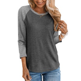TICTICMIMI Women's Crewneck 3/4 Sleeve Tops Casual T Shirts Basic Summer Tees Loose Fit Pullover Tunic Blouse