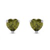 Heart Shape Simulated Green Peridot Stud Earrings In 14K White