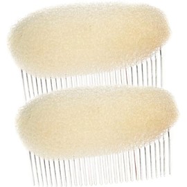2Pcs Charming Bump Inserts Sponge Styling Insert Do Beehive Hair Styler Bun Maker Tool Hair Base Hair Comb Hair Styling Accessories (Beige, 10.5 * 6.5CM)