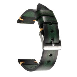 Berfine 26mm Retro Handmade Watch Band, Quick Release Vintage Leather Watch Strap Replacement,Green