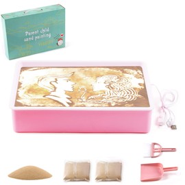 Vatrepeo Light Table for Kids, Sand Painting Light Box for Kids Adjustable Brightness Kids Light Table Sand Art Kits Present for Girls and Boys, Pink