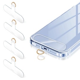 ROCONTRIP Phone Lanyard Tab TPU Phone Tether Tab Transparent Phone Patch Upgraded Metal D Ring Phone Strap Pad (4 Transparent)