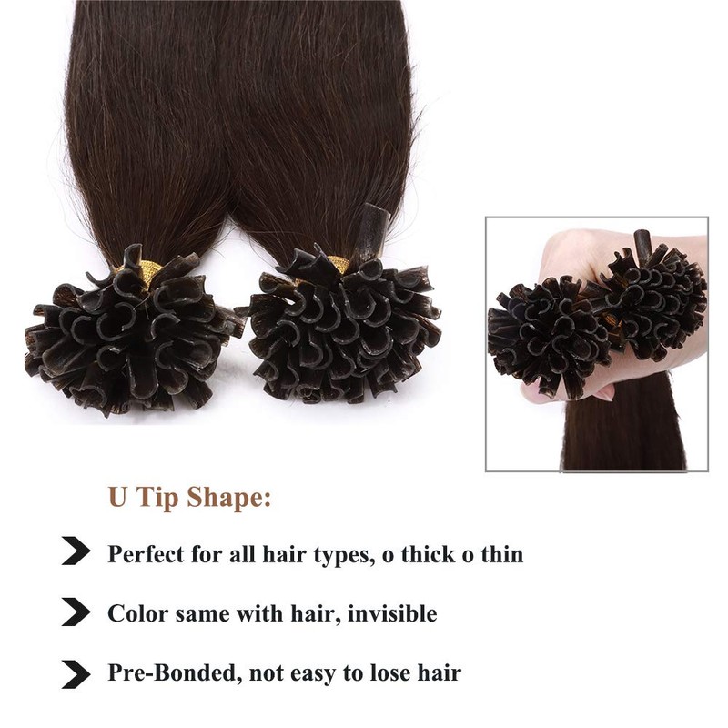 Real Hair Extensions, Keratin, U-Tip, Remy Human Hair, 50 Strands